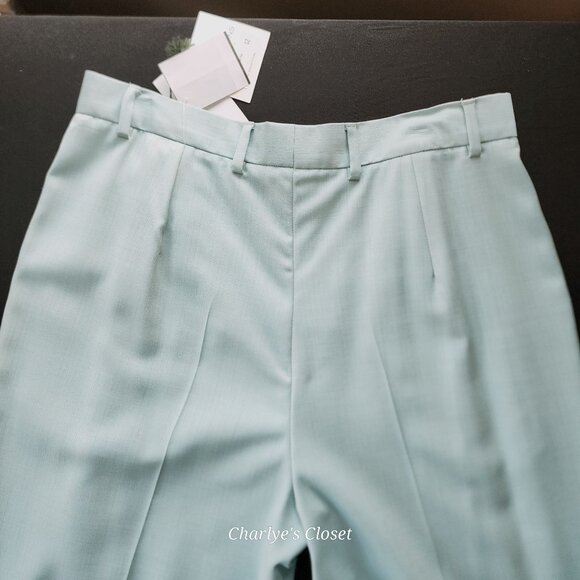 Vintage Bernard Zins Paris Blue Wool Pleated Trousers Sz.12 Quiet‎ Luxury NWT - Picture 5 of 12